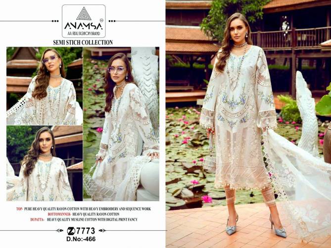 Anamsa 466 Embroidery Rayon Cotton Pakistani Suits Wholesale Shop In Surat
